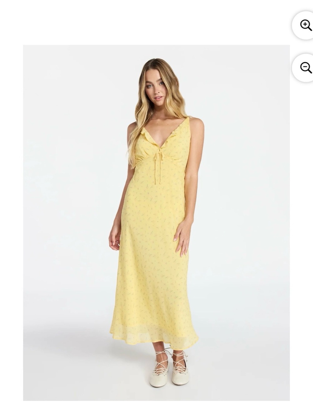 Yellow Floral Tie-Front Slip Dress